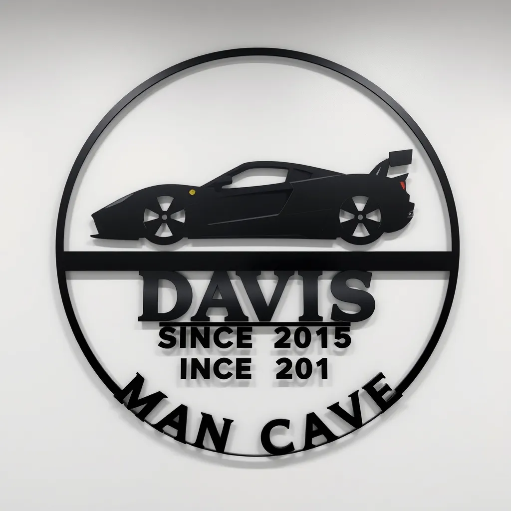 Metal car garage sign with custom name and year - Image 4
