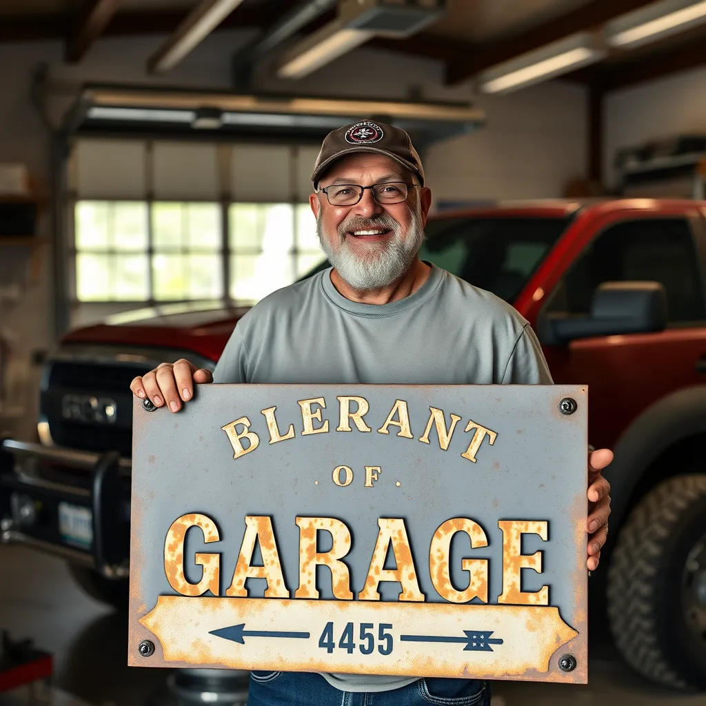 Metal car garage sign with custom name and year - Image 10